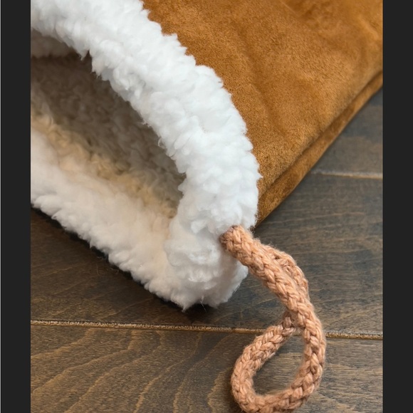NWT Handmade Tan Sherpa Luxury Reversible Christmas Stocking - Picture 3 of 8